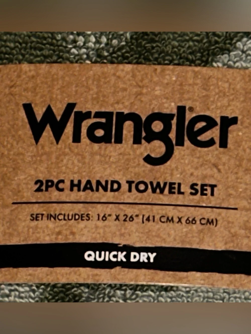 NEW Wrangler Green Western Aztec 2 Piece Hand Towel Set 16